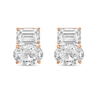 Diana M Jewels - Women's Emerald & Oval Lab-grown Diamond Stud Earrings (4.00 Tcw) - Signature Plus