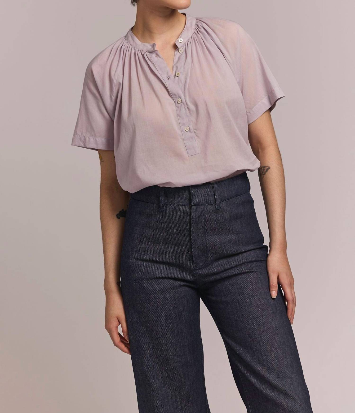 M.PATMOS Perry Button Down Shirt in lavender - women's shirt - alternate view