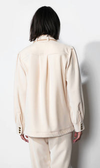 GREYLIN Marli Oversized Embroidered Shacket in cream - women's jacket - detail view
