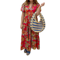 Apny - Tiered Puff Sleeve Shirt Dress