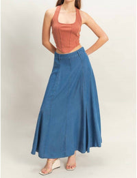 Hyfve - TIERRA DENIM BANDED WAIST MAXI SKIRT