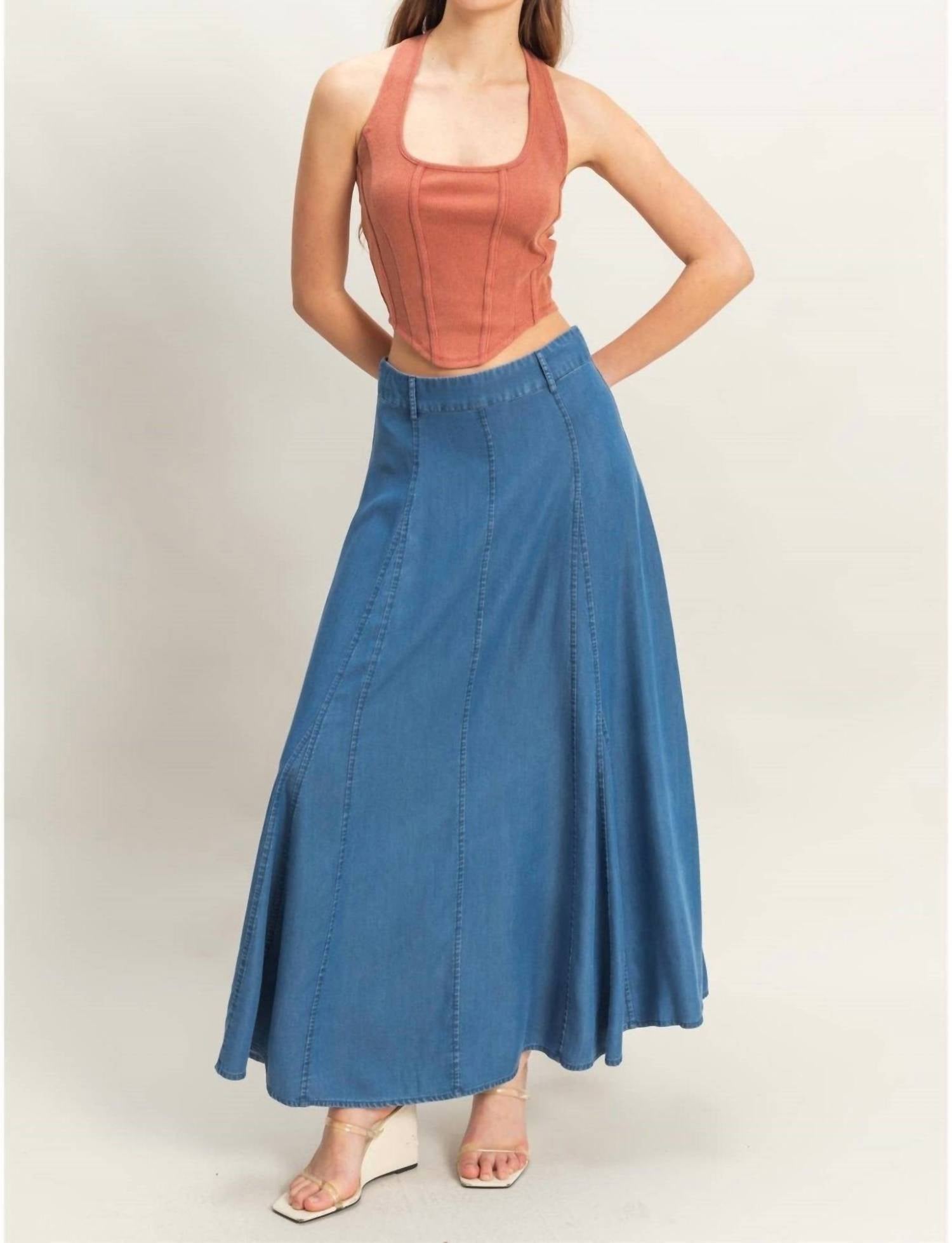 Hyfve - TIERRA DENIM BANDED WAIST MAXI SKIRT