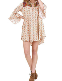 Umgee - Floral Keyhole Bell Sleeve Dress