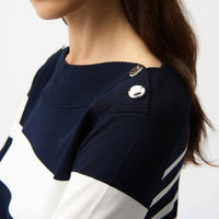 Joseph Ribkoff - Viscose Blend Stripe Print Long Sleeve Sweater with Boat Neckline
