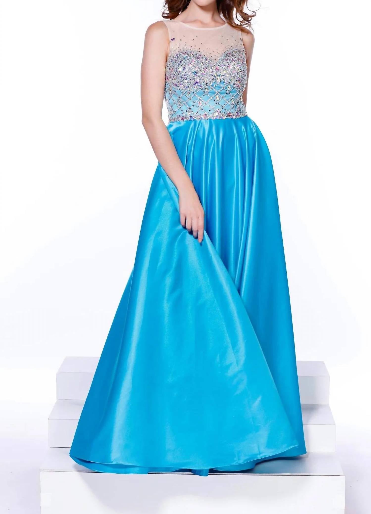 Nox Anabel - Long Satin Beaded Dress