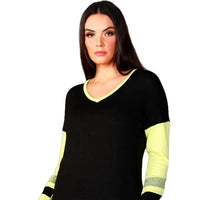 Color Block V-Neck with Stripe