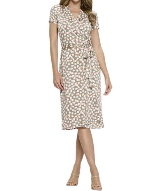 Reneec. - Polka Dot V Neck Wrap Dress with Tie