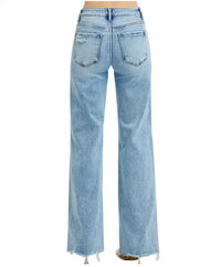 RISEN Tummy Control Mid-rise Wide Jeans in blue - women's jeans - view 4