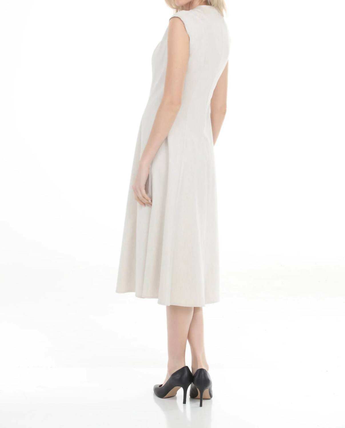 Joseph Ribkoff - Button Front V-neck Midi A-line Dress