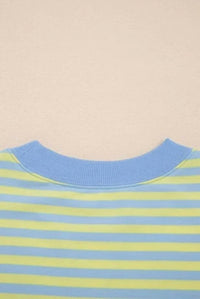 Shewin - Stripe Colorblock Pullover And Shorts Set