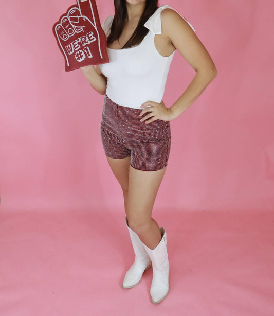 She + Sky - High Waisted Rhinestone Shorts