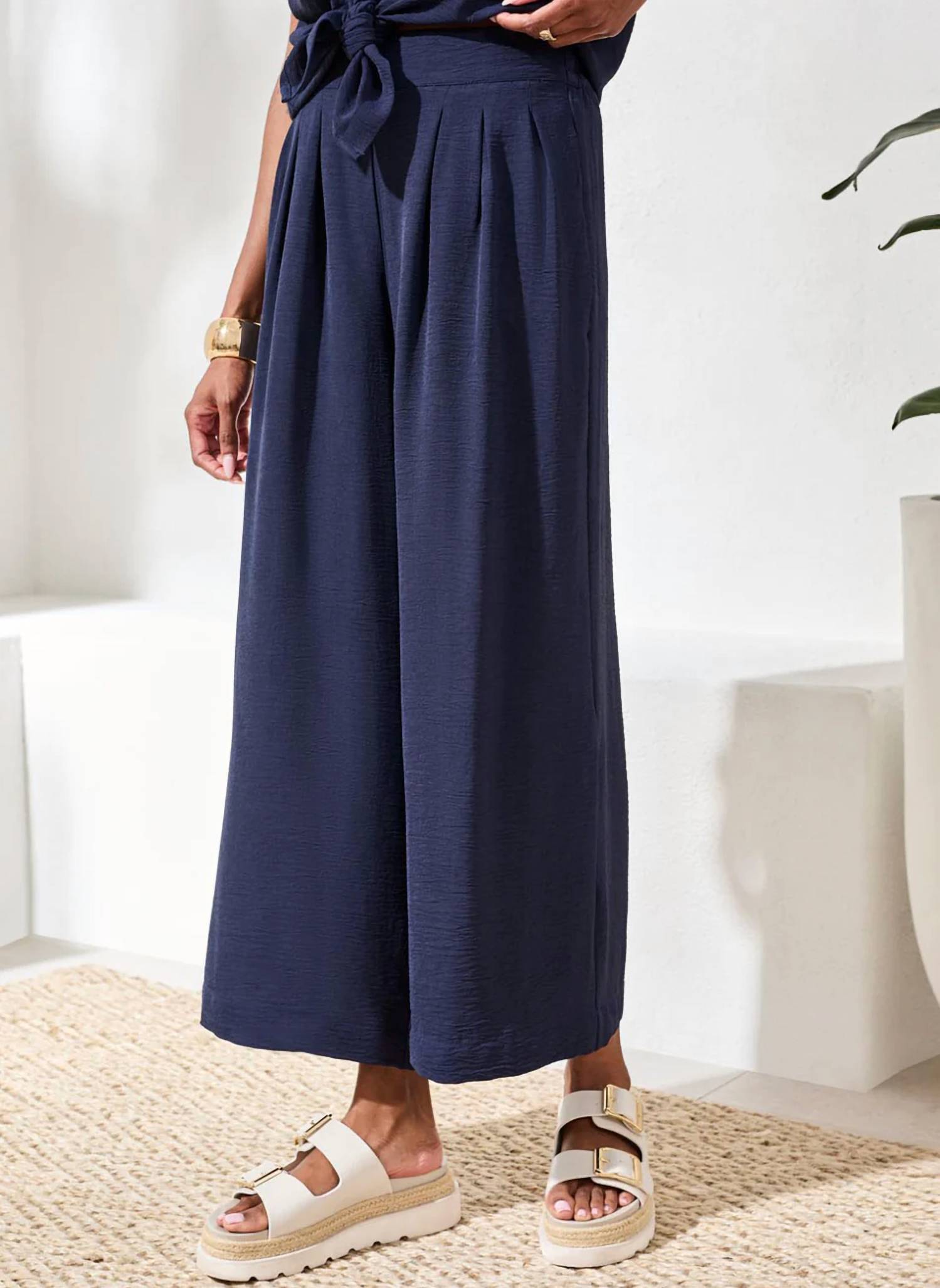 Tribal - Flowy Elastic Waist Crop Pant