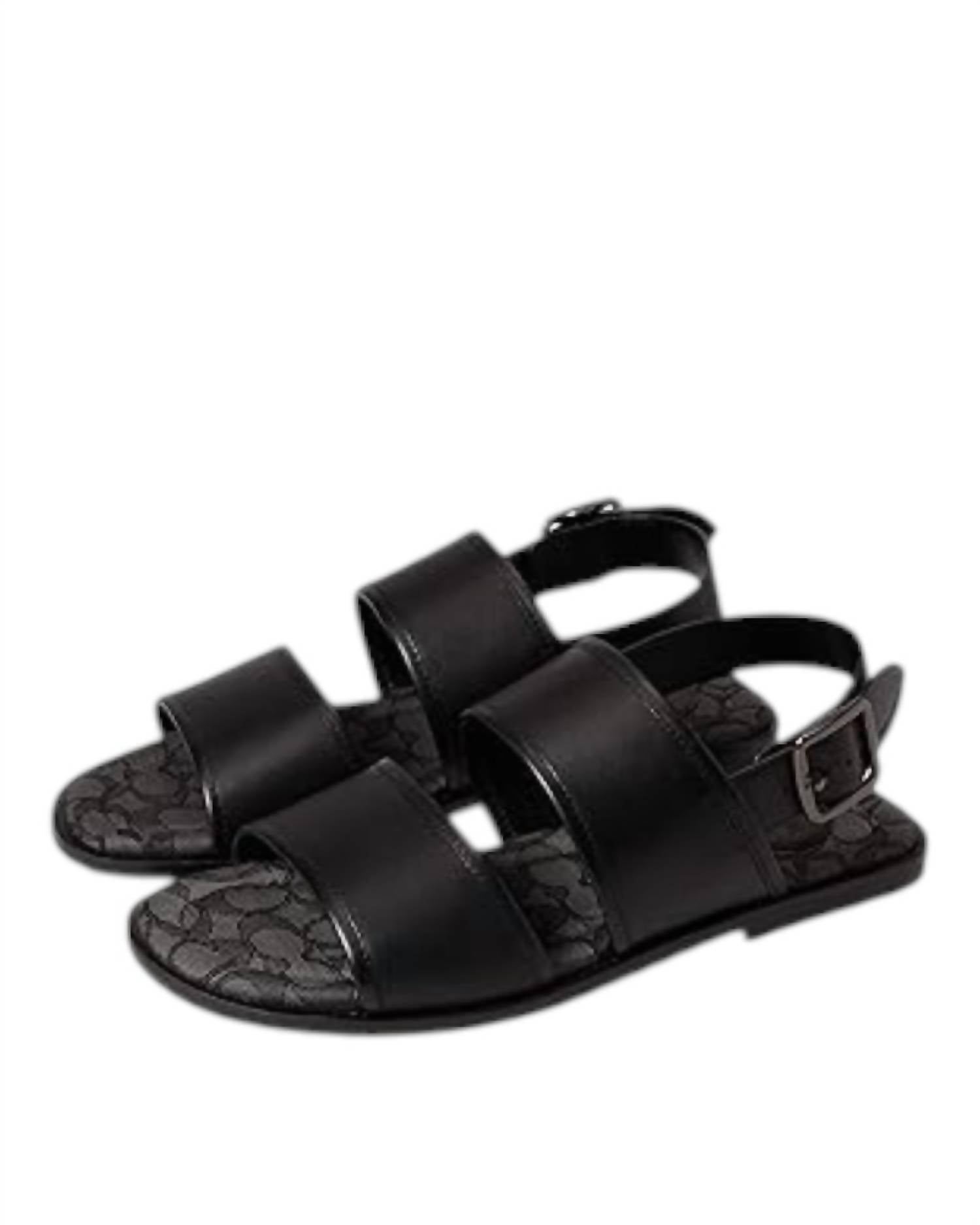 Coach Men's Leather Two Strap Sandal in black - men's sandal - alternate view