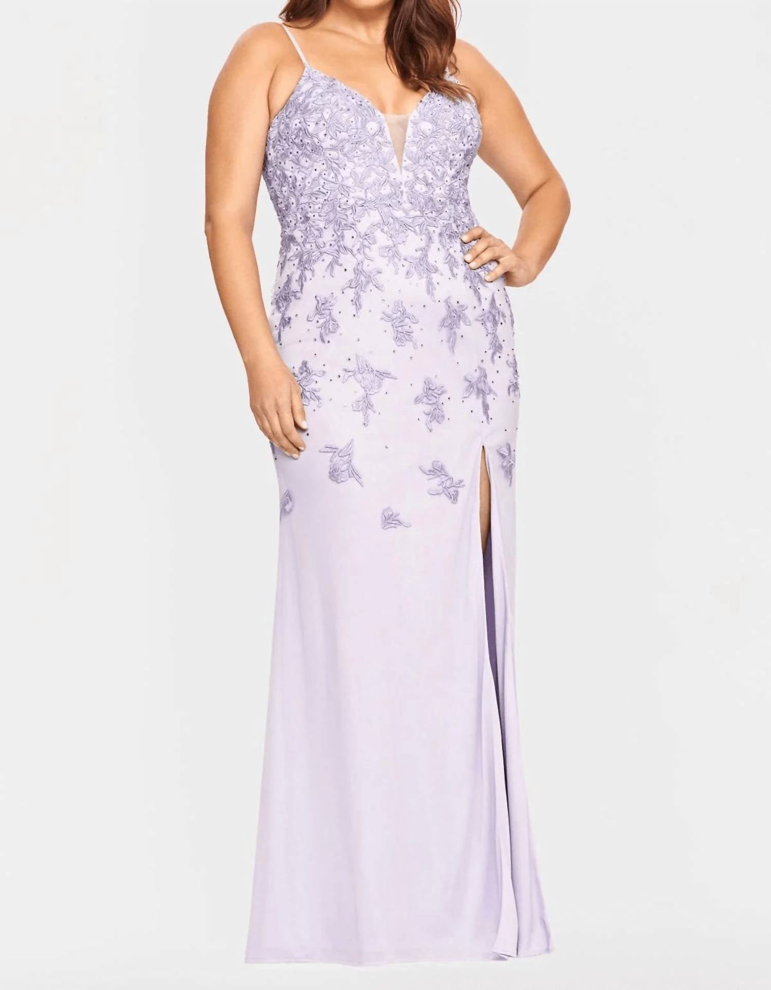 Faviana - Tulle Long With Lace Prom Dress - Plus