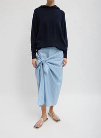 Tibi - Striped Tech Poplin Tie Front Skirt