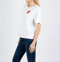 Oui Heart Tee in cloud dancer - women's t-shirt - detail view
