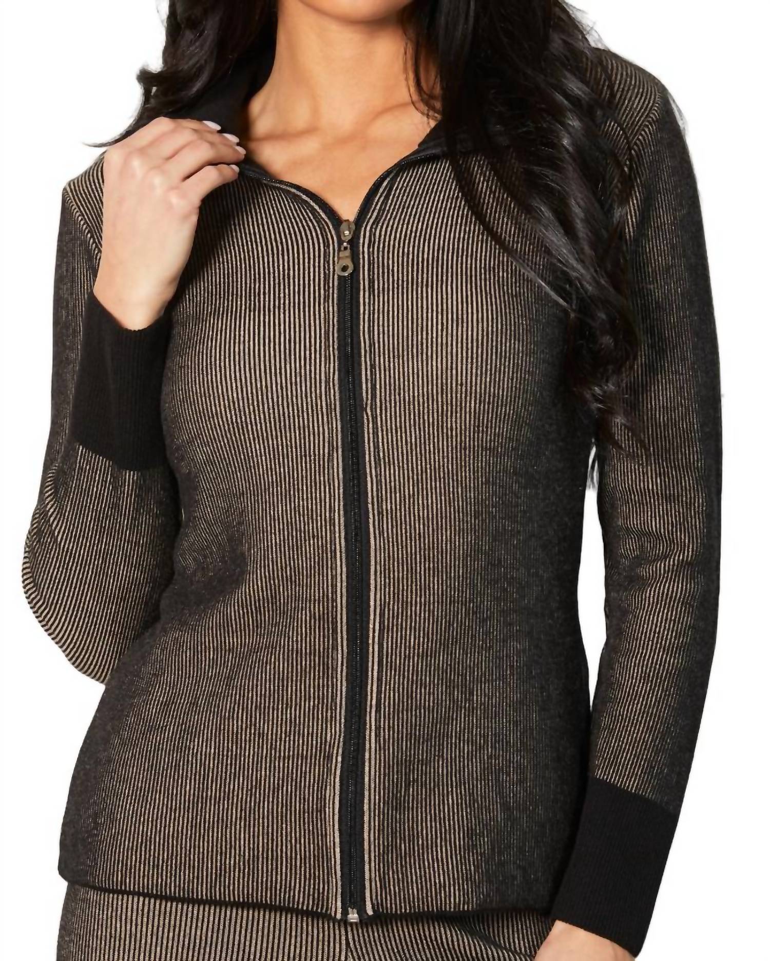 Two Tone Ribbed Cardigan
