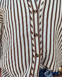 Entro - Textured Stripe Long Sleeve Button Down Shirt