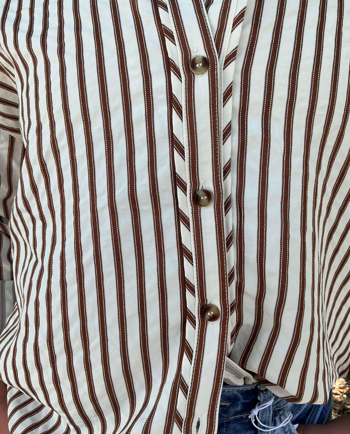 Entro - Textured Stripe Long Sleeve Button Down Shirt