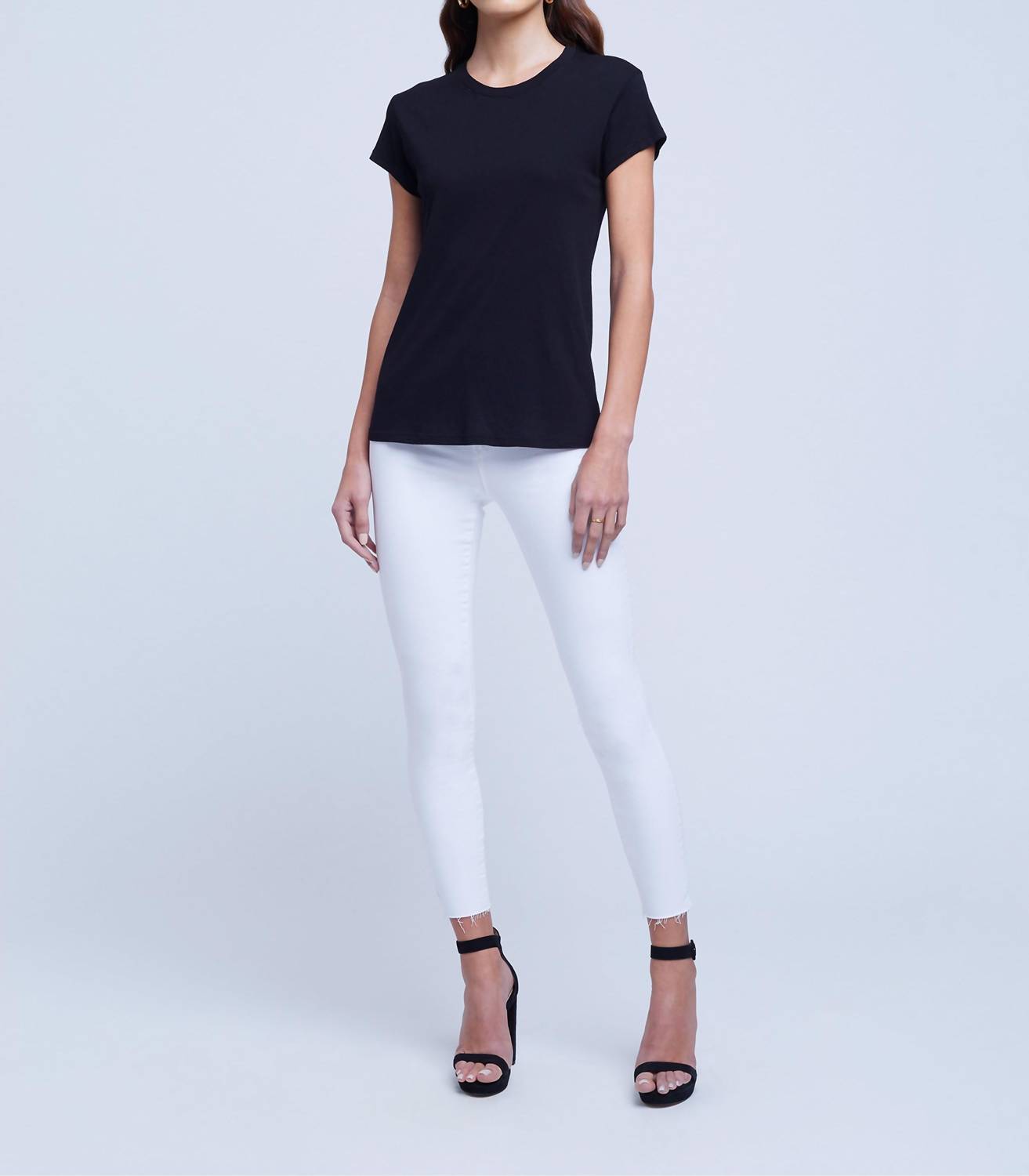 L'Agence Cory Short Sleeve Crew Neck Tee in black - women's t-shirt - alternate view