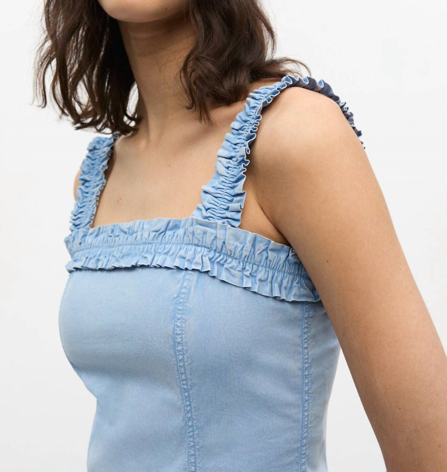 Ganni - Washed Stretch Cotton Strap Corset Long Dress