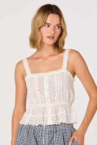 Astr - Saanvi Eyelet Lace Peplum Top