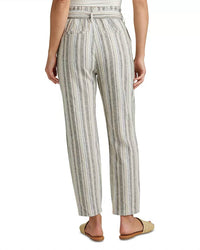 Jag - Belted Linen Stripe Pleated Pants