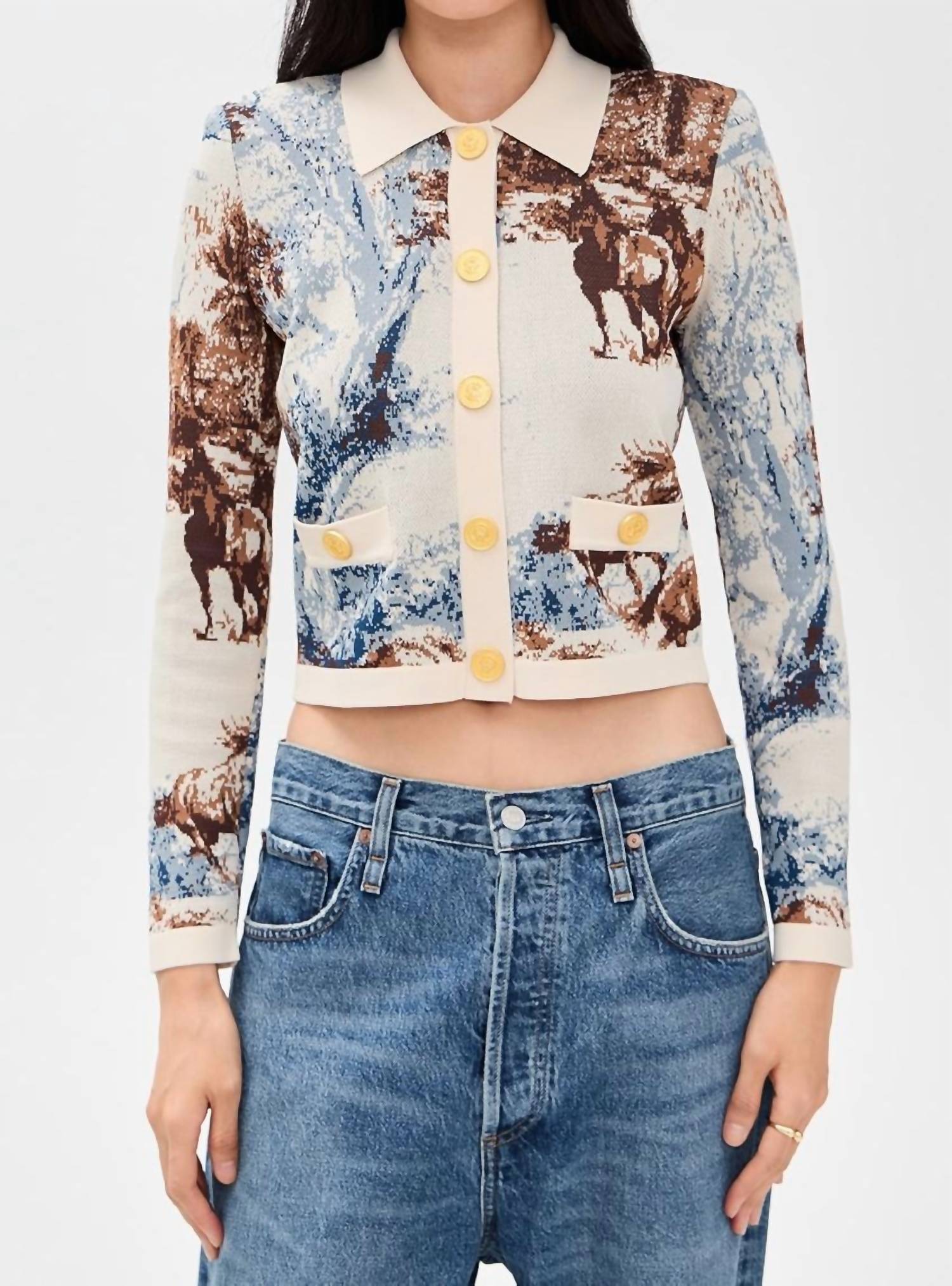 L'Agence - Osiris Jacquard Collared Cardigan