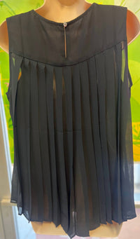 ee:some Women's Back Pleat Tank Top in black - women's tank top - detail view