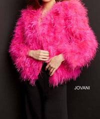 Jovani - Ostrich Feather Jacket