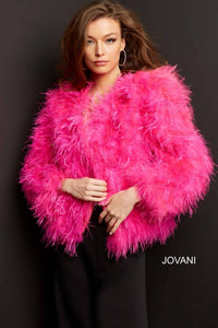 Jovani - Ostrich Feather Jacket