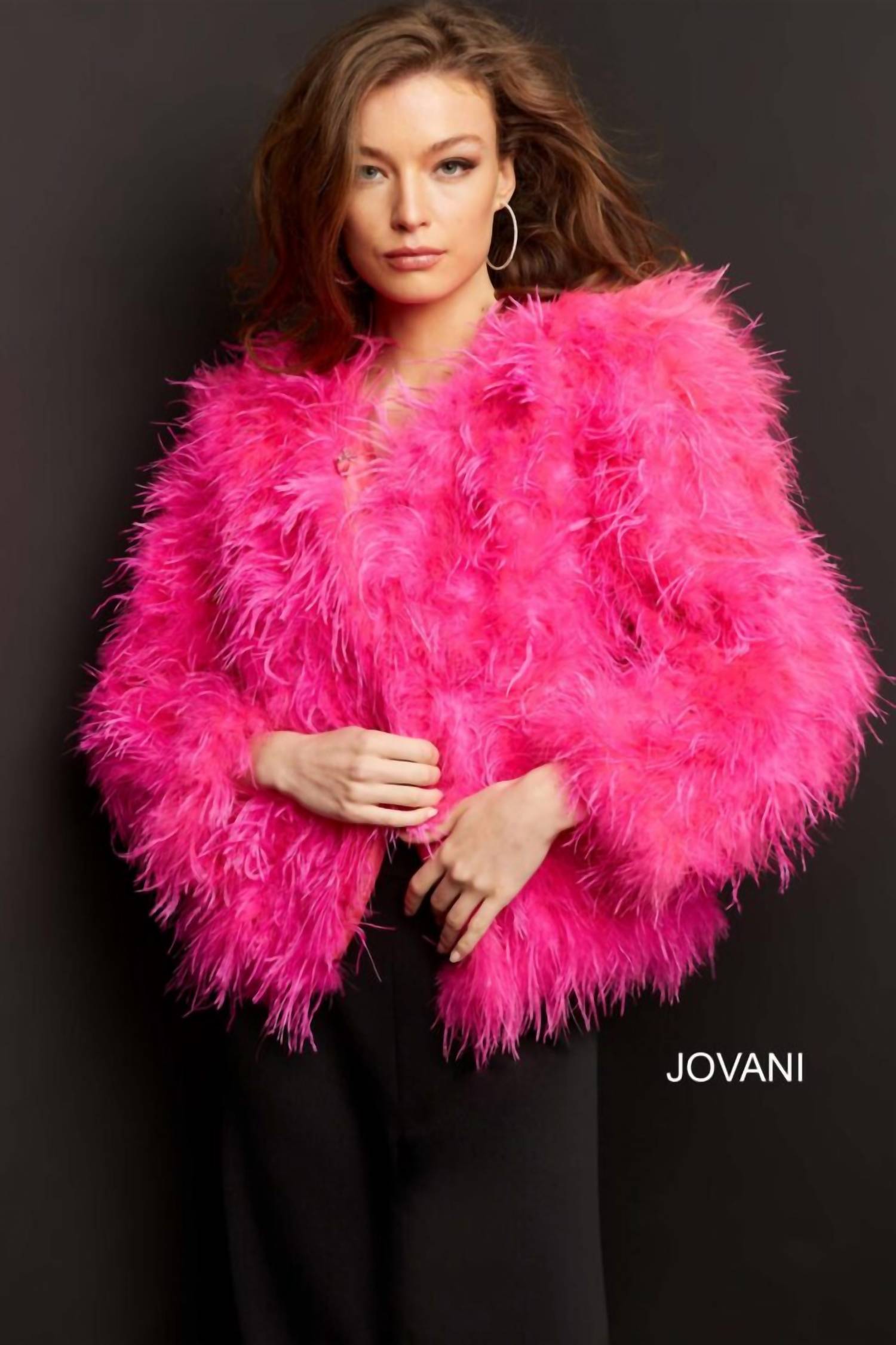 Jovani - Ostrich Feather Jacket