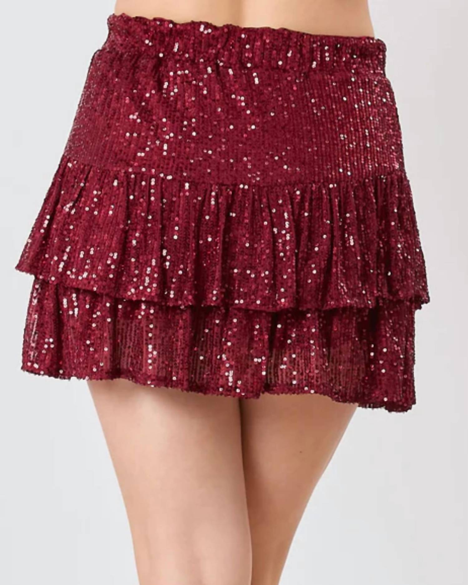 FANTASTIC FAWN Sequin Mini Skirt in maroon - women's skirt - detail view