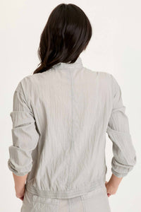 XCVI Amis Cinchable Bomber Jacket in earl grey pigment - women's jacket - detail view