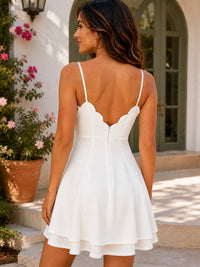 Xtraordinary - Scalloped Neck Fit & Flare Mini Dress
