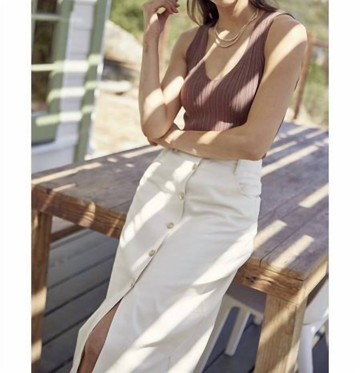 Greylin - Celine Twill Midi Skirt