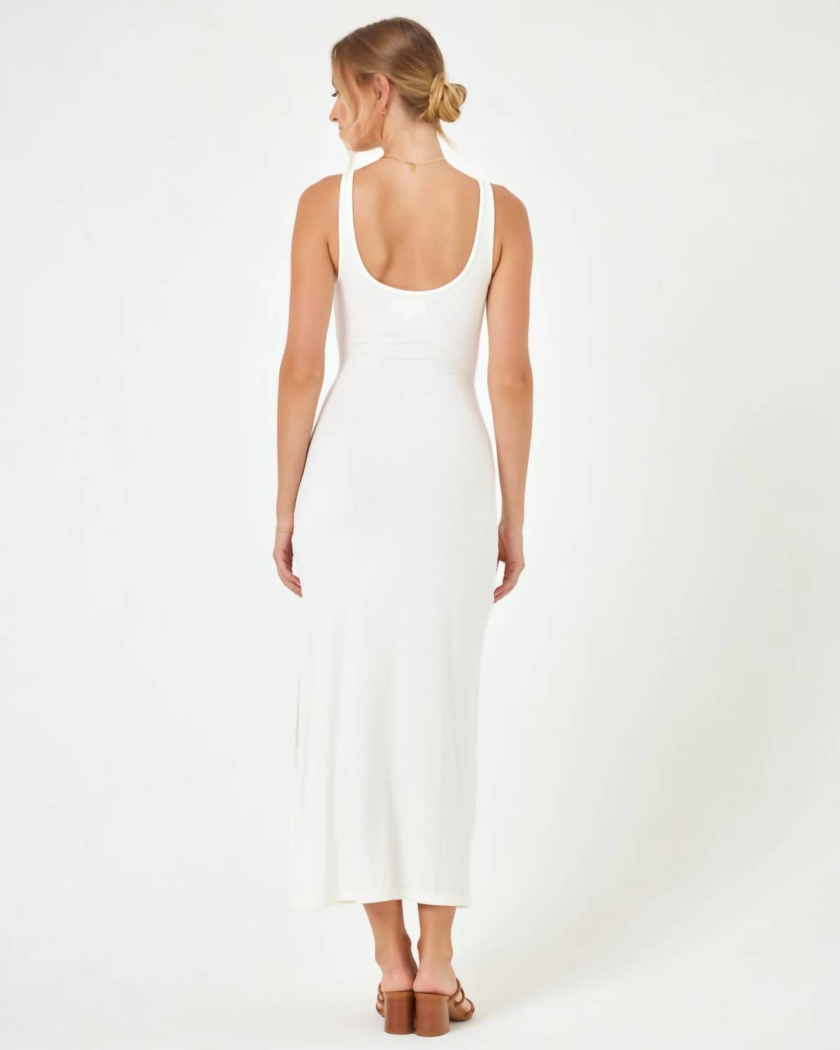 L*SPACE Camille Fitted Ribbed Dress in white - women's dress - detail view