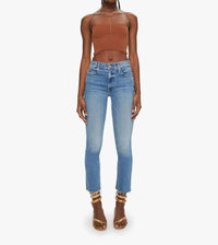 Mother - Mid Rise Dazzler Ankle Fray Straight Leg