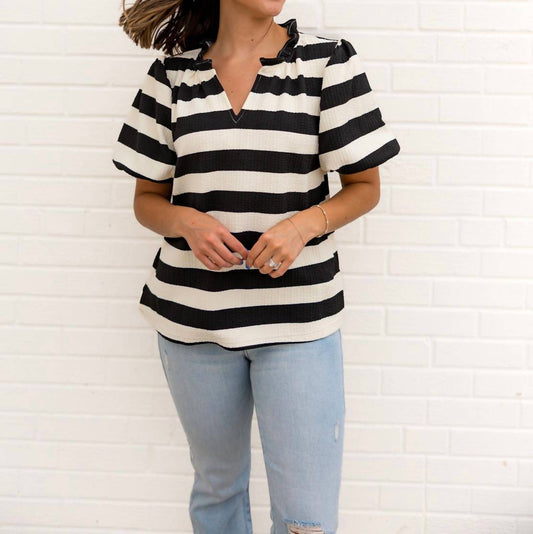 Bibi - Lexi Striped Ruffled Top