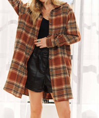 Adora - Amore Button Down Flannel Shacket - Plus
