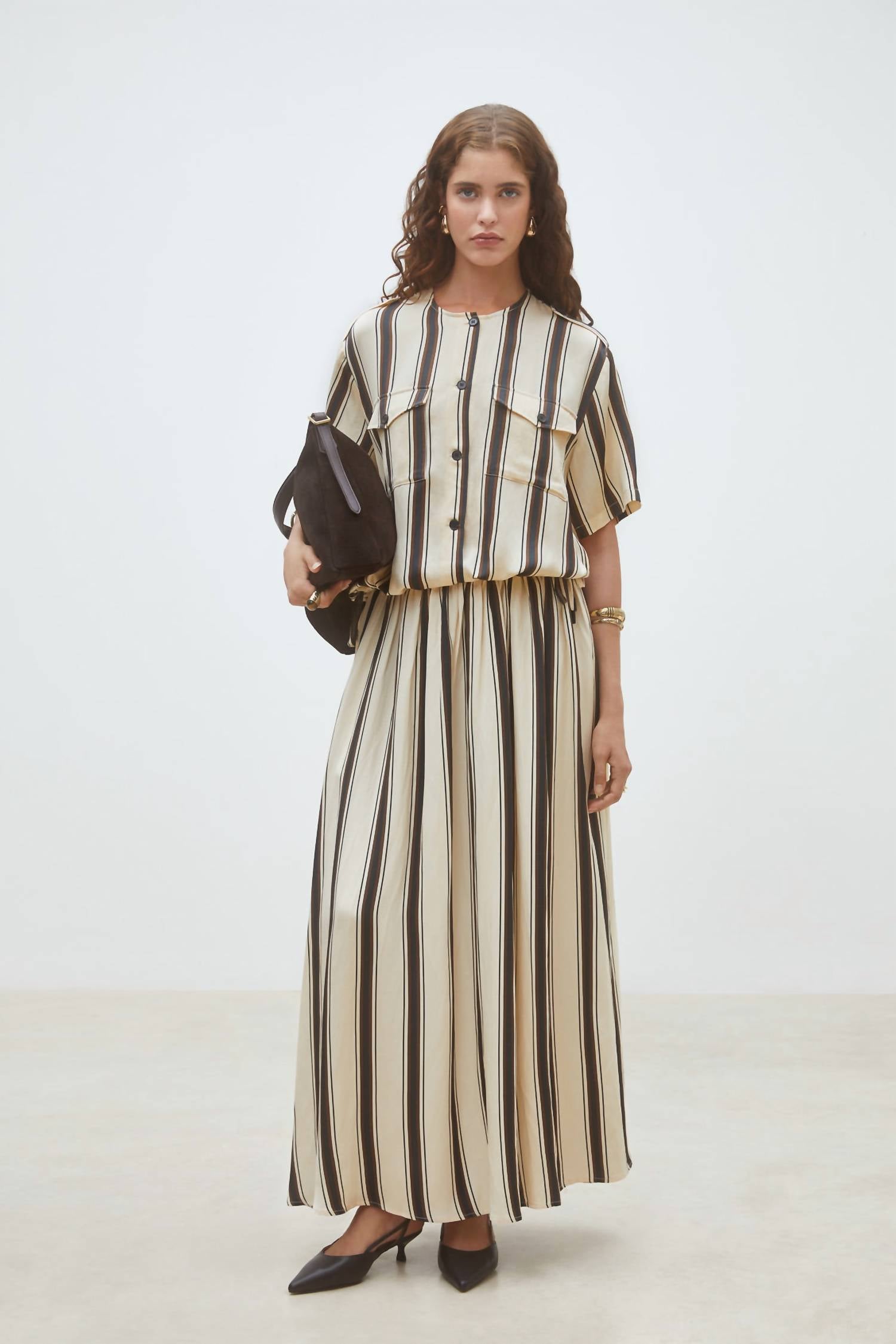 Suncoo - Lucille Striped Button-front Top