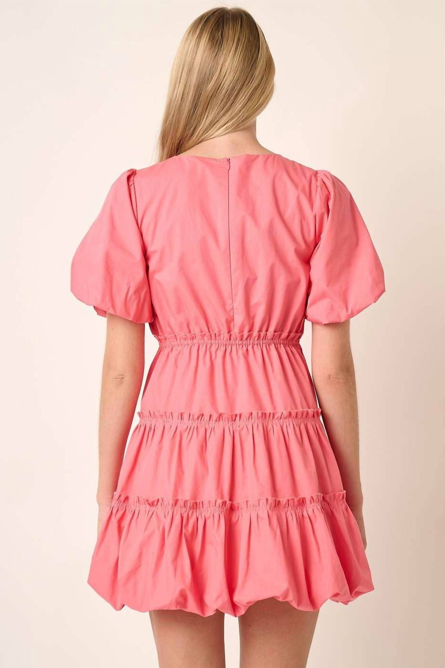 Mittoshop - Balloon Sleeve Bubble Hem Mini Dress