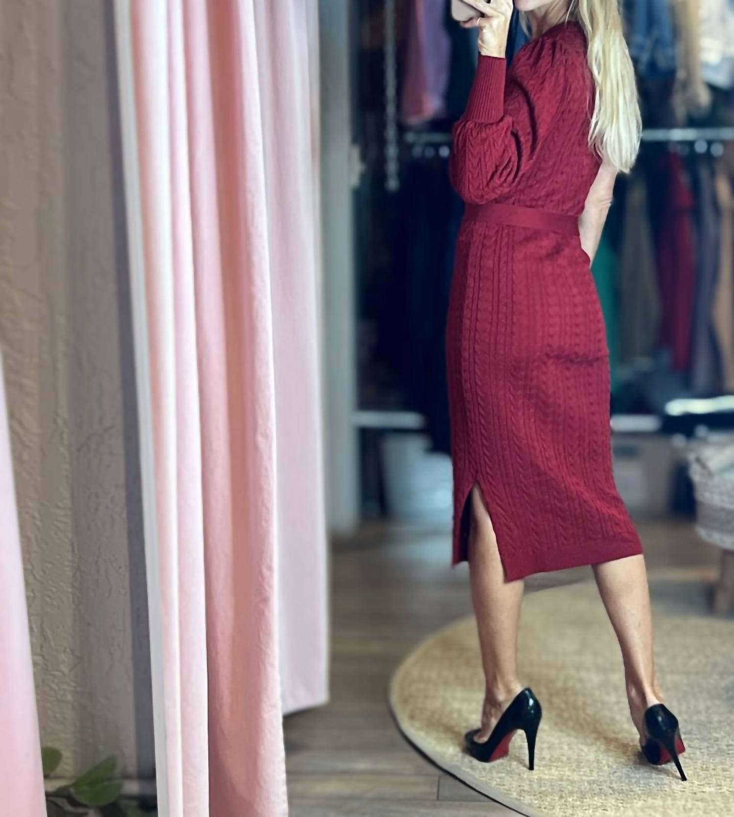 Aurora - Gia One Shoulder Long Sleeve Knit Dress