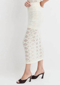 Favorite Daughter Courtside Midi Skirt in ivory - women's skirt - detail view
