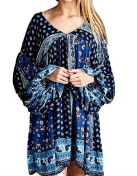 Velzera - Patch Print Baby Doll Mini Dress