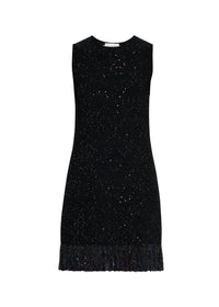 Oscar De La Renta - Tweed Textured Dress With Fringe Hem