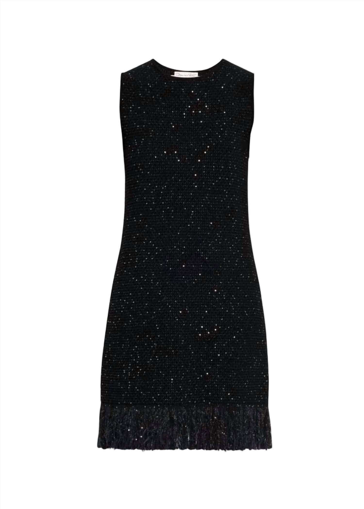 Oscar De La Renta - Tweed Textured Dress With Fringe Hem
