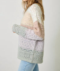 Mystree - Color Blocked Pointelle Sweater