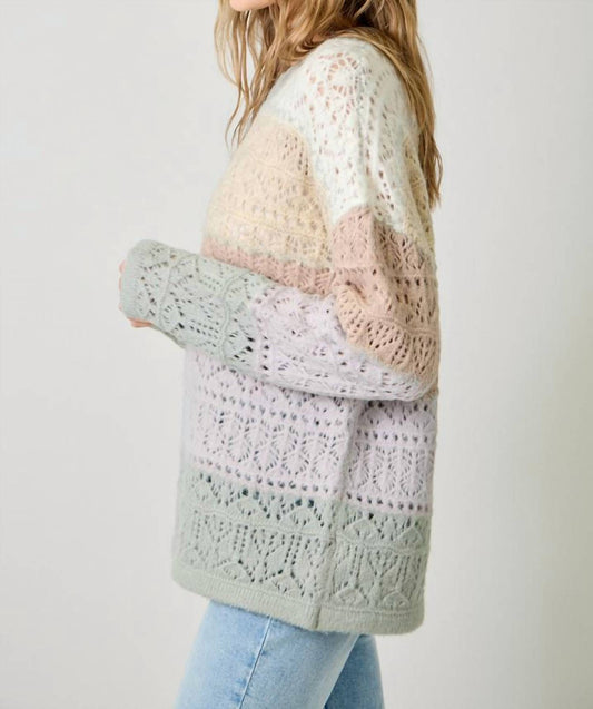 Mystree - Color Blocked Pointelle Sweater