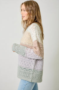 Mystree - Color Blocked Pointelle Sweater
